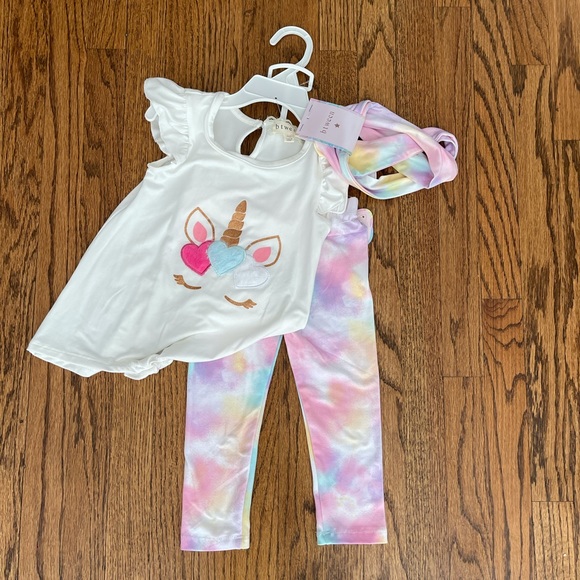 Btween Rainbow Unicorn Girls 24mo Matching Set - Picture 3 of 5